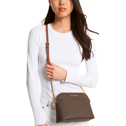 Bolsa Michael Kors Jet Set Travel Medium Logo Crossbody Dome Brown