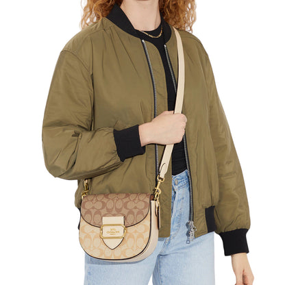 Bolsa Coach Morgan Saddle Bag In Blocked Signature Canvas Light Khaki