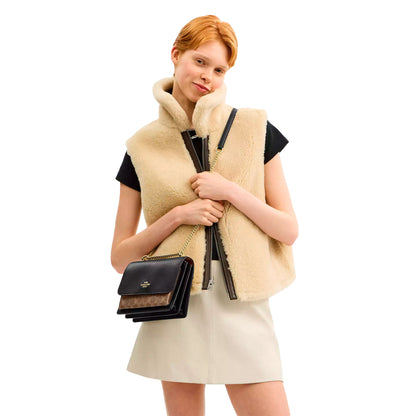 Bolsa Coach Klare Crossbody Bag In Signature Canvas Tan Black Multi