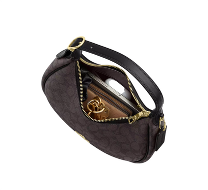 Bolsa Coach Emily Shoulder Bag In Signature Canvas Walnut Black