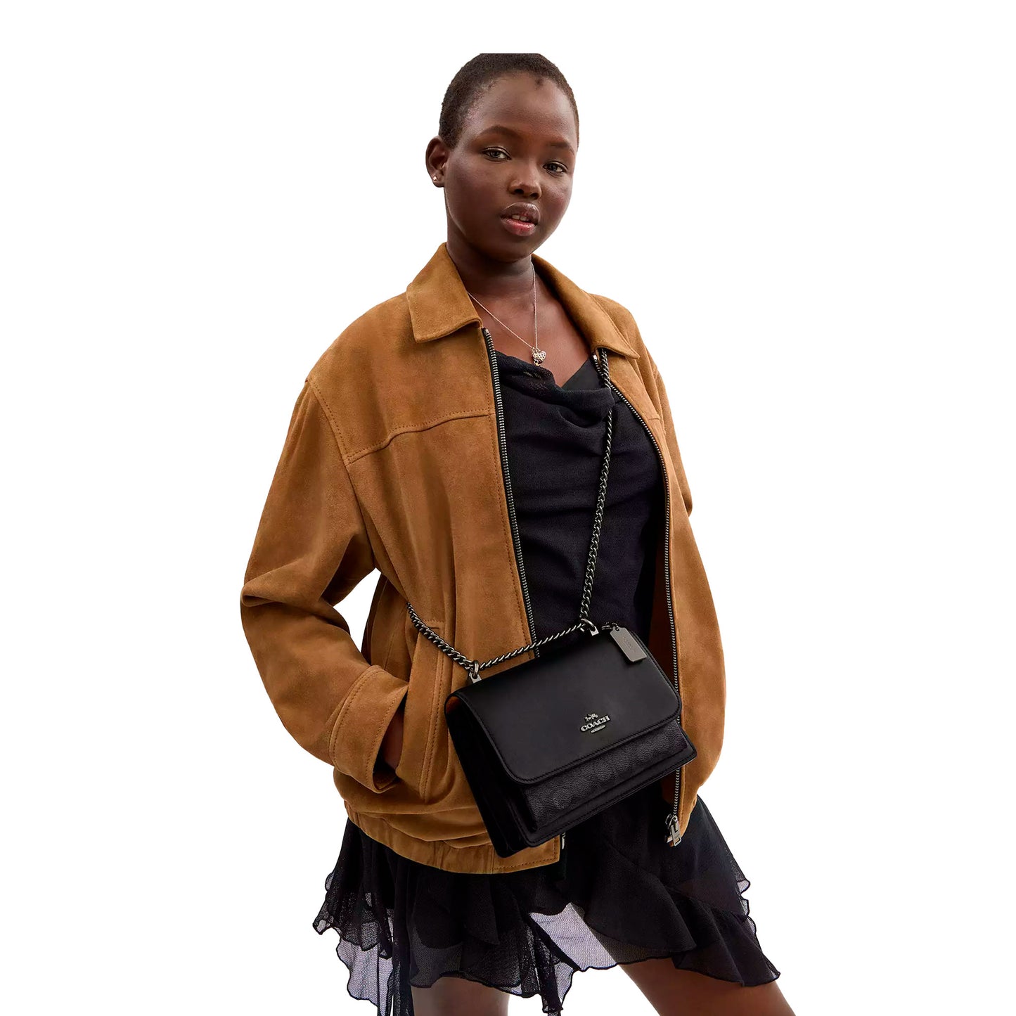 Bolsa Coach Klare Crossbody Bag In Signature Canvas Charcoal Black