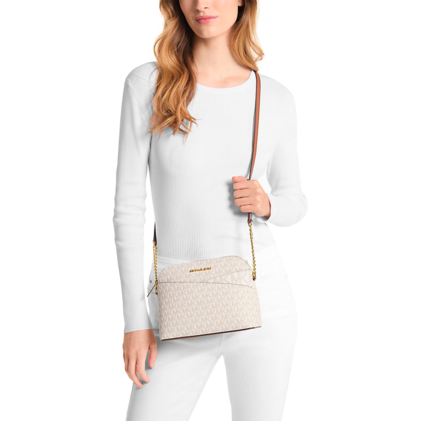 Bolsa Michael Kors Jet Set Travel Medium Logo Crossbody Dome Vanilla