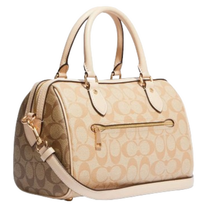 Bolsa Coach Rowan Satchel In Blocked Signature Canvas Light Khaki Multi