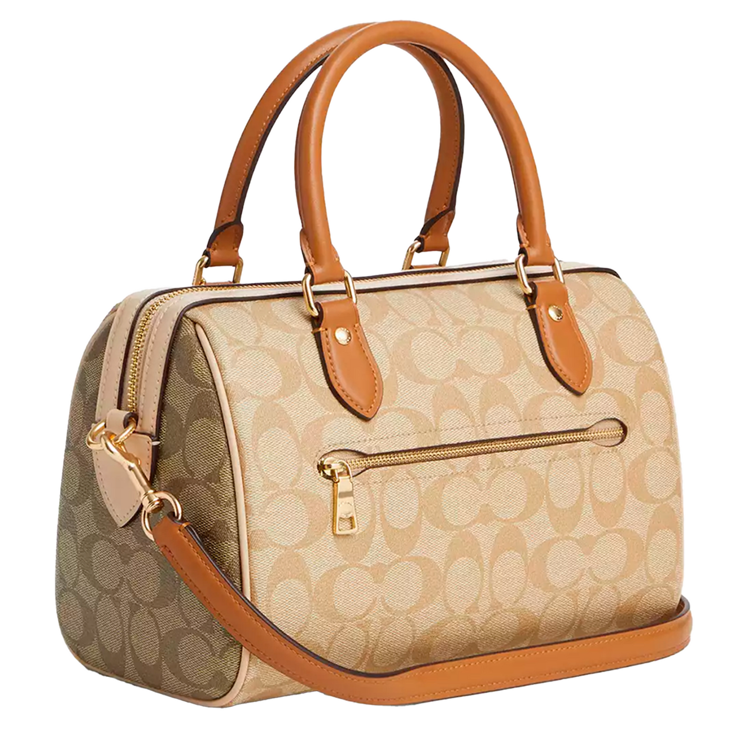 Bolsa Coach Rowan Satchel In Blocked Signature Canvas Light Khaki