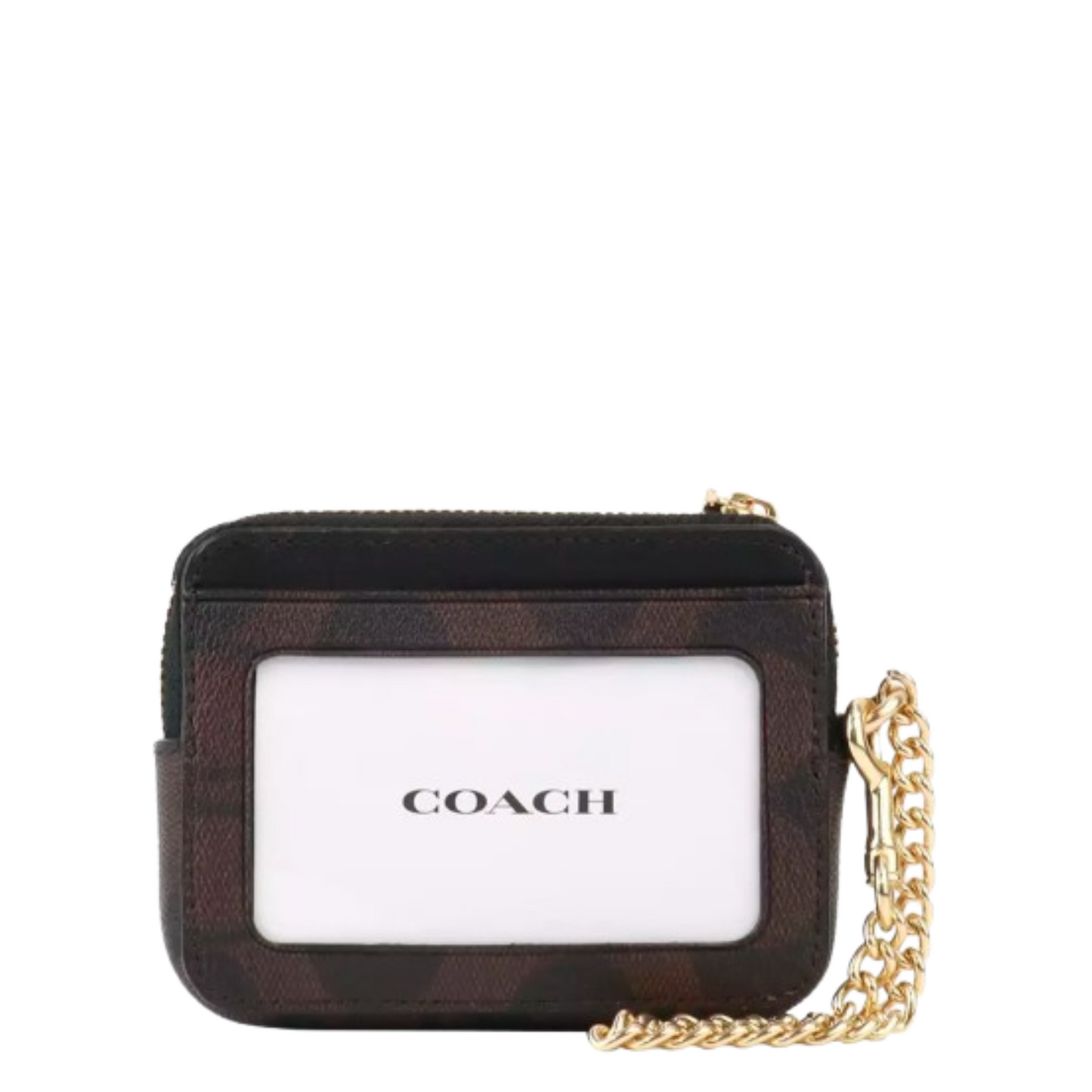 Monedero Coach Zip Card Case In Signature Canvas Brown