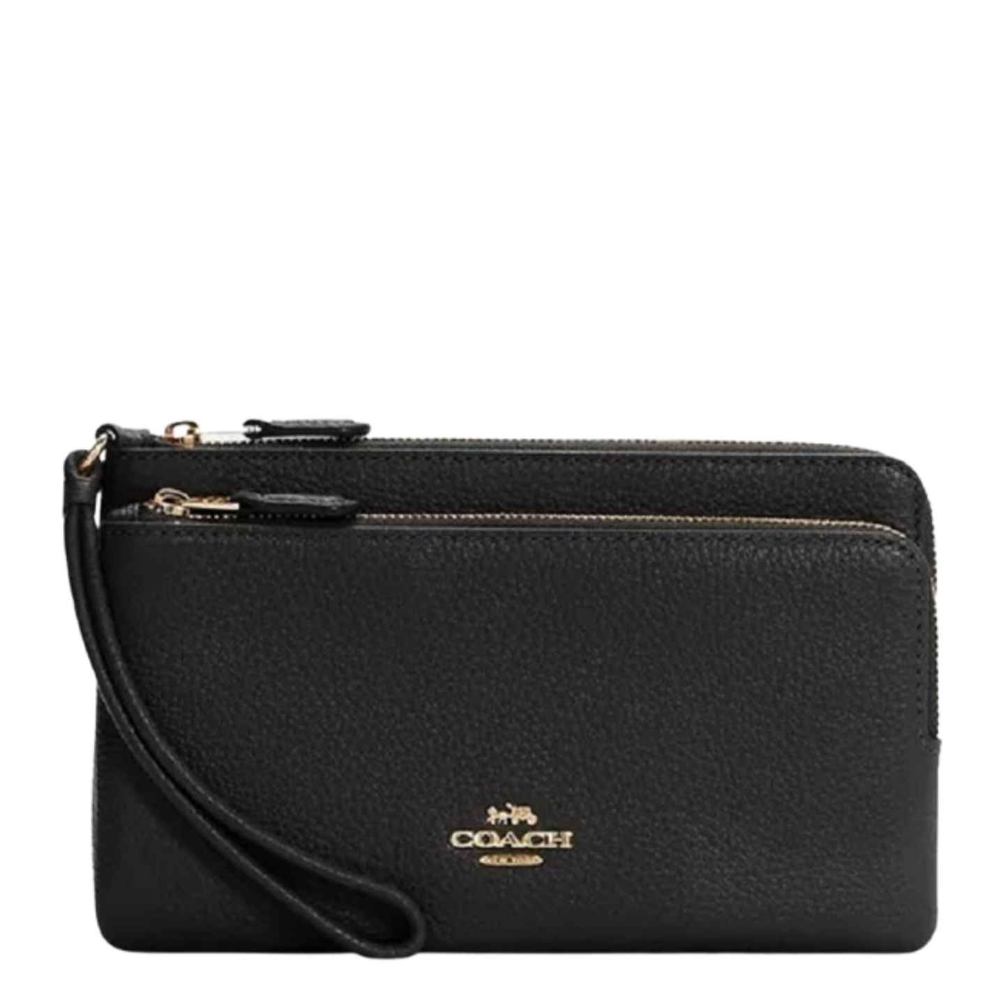 Monedero Coach Double Zip Leather Black