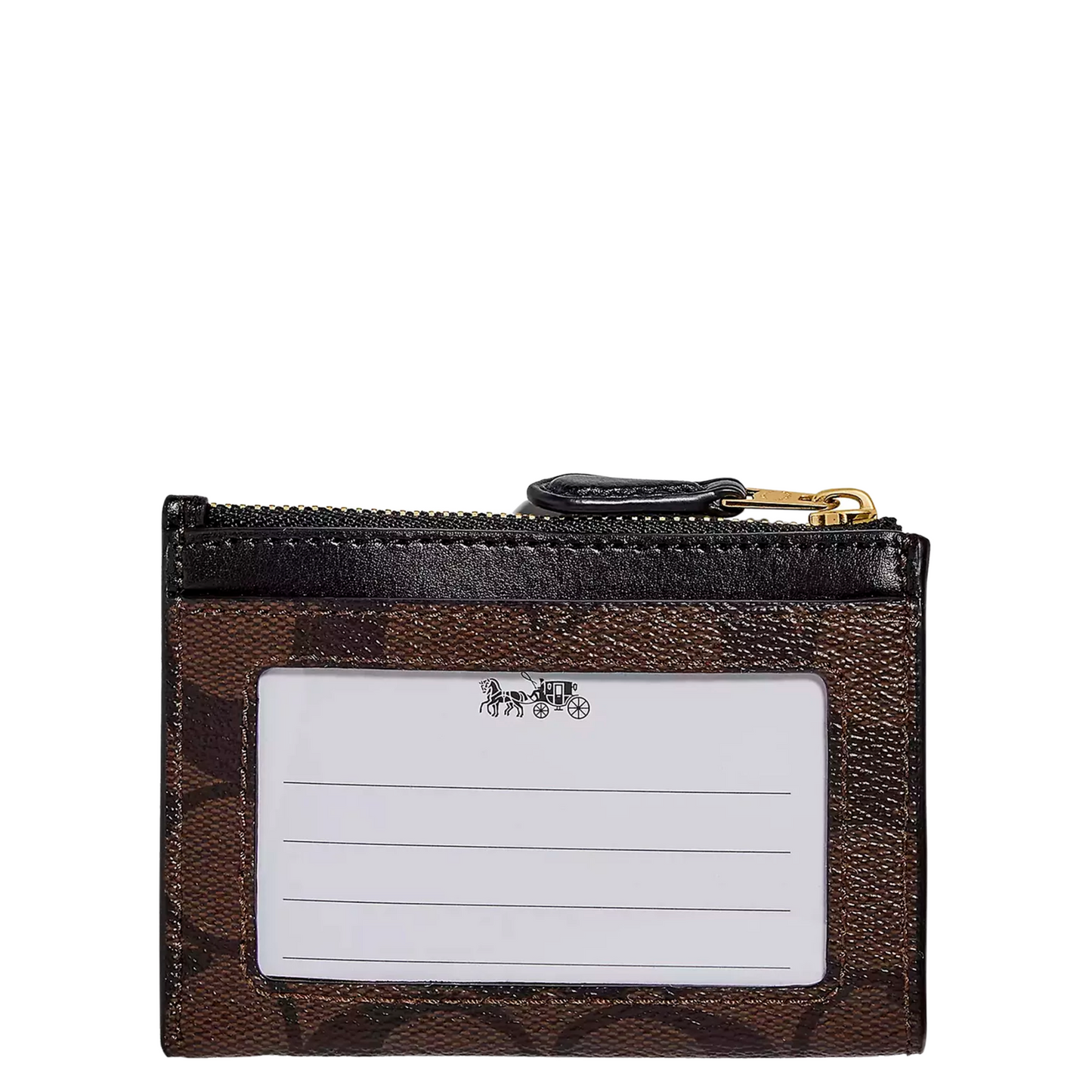 Monedero Coach Mini Skinny Id Case In Signature Canvas Brown Black