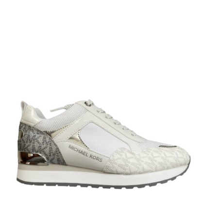 Tenis Michael Kors Wilma Two-Tone Logo Trainer White & Silver