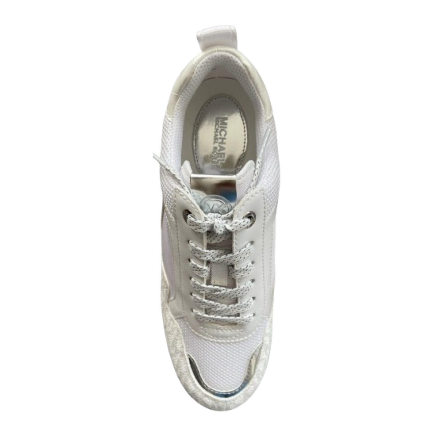 Tenis Michael Kors Wilma Two-Tone Logo Trainer White & Silver