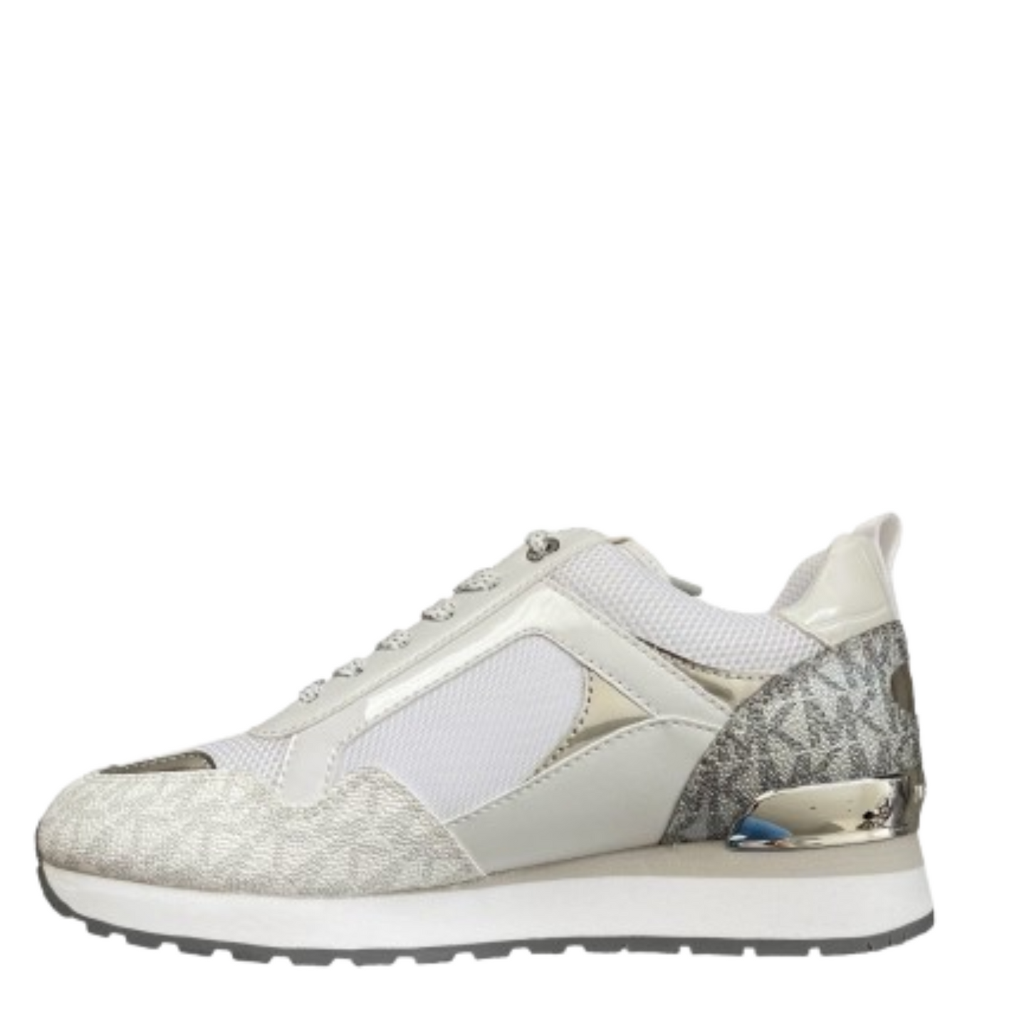 Tenis Michael Kors Wilma Two-Tone Logo Trainer White & Silver