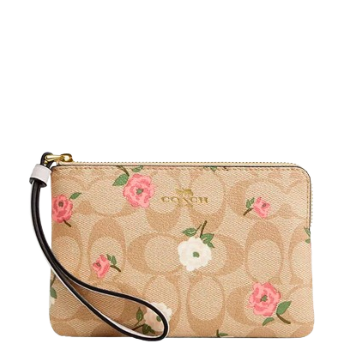 Monedero Coach Corner Zip Wristlet In Signature Canvas With Floral Print