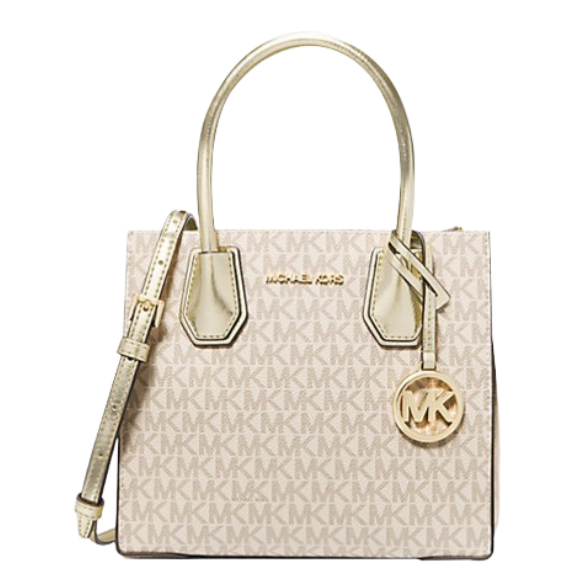 Bolsa Michael Kors Mercer Medium Logo and Metallic Accordion Crossbody Furore