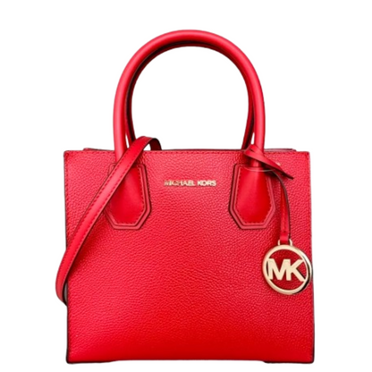 Bolsa Michael Kors Mercer Medium Pebbled Leather Crossbody Bag Bright Red