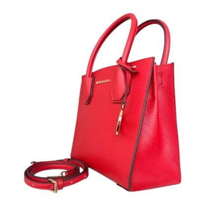 Bolsa Michael Kors Mercer Medium Pebbled Leather Crossbody Bag Bright Red