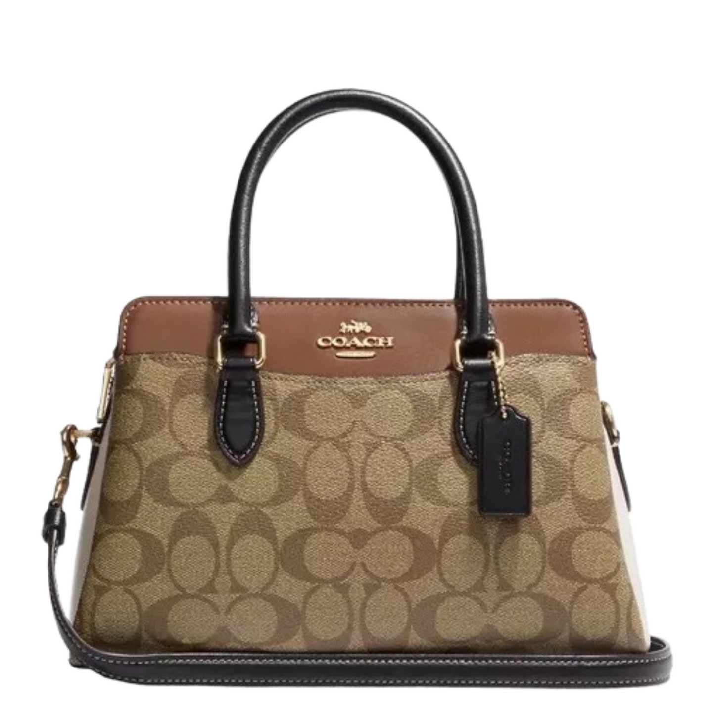 Bolsa Coach Mini Darcie Carryall In Colorblock Signature Canvas Khaki