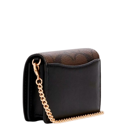 Cartera Coach Mini Wallet On A Chain In Signature Canvas Brown Black