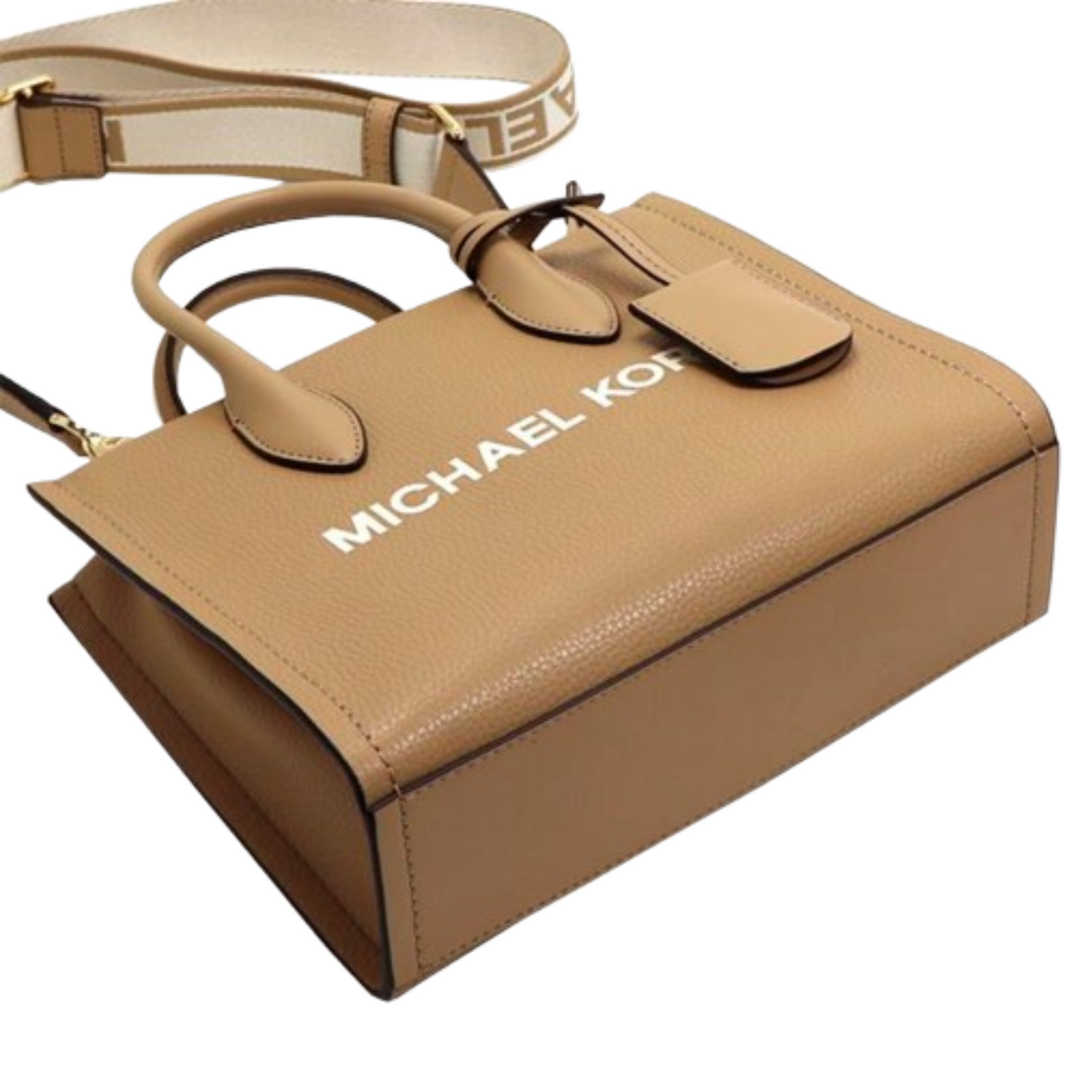 Bolsa Michael Kors Mirella Small Pebbled Leather Crossbody Bag Camel