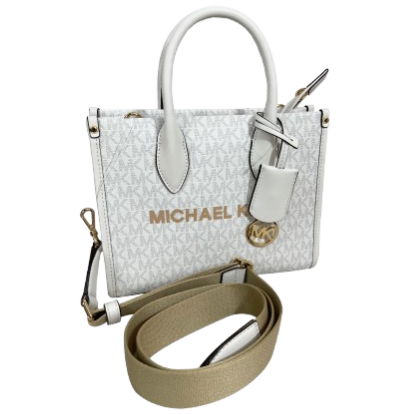 Bolsa Michael Kors Mirella Small Pebbled Logo Leather Crossbody Bag Chalk