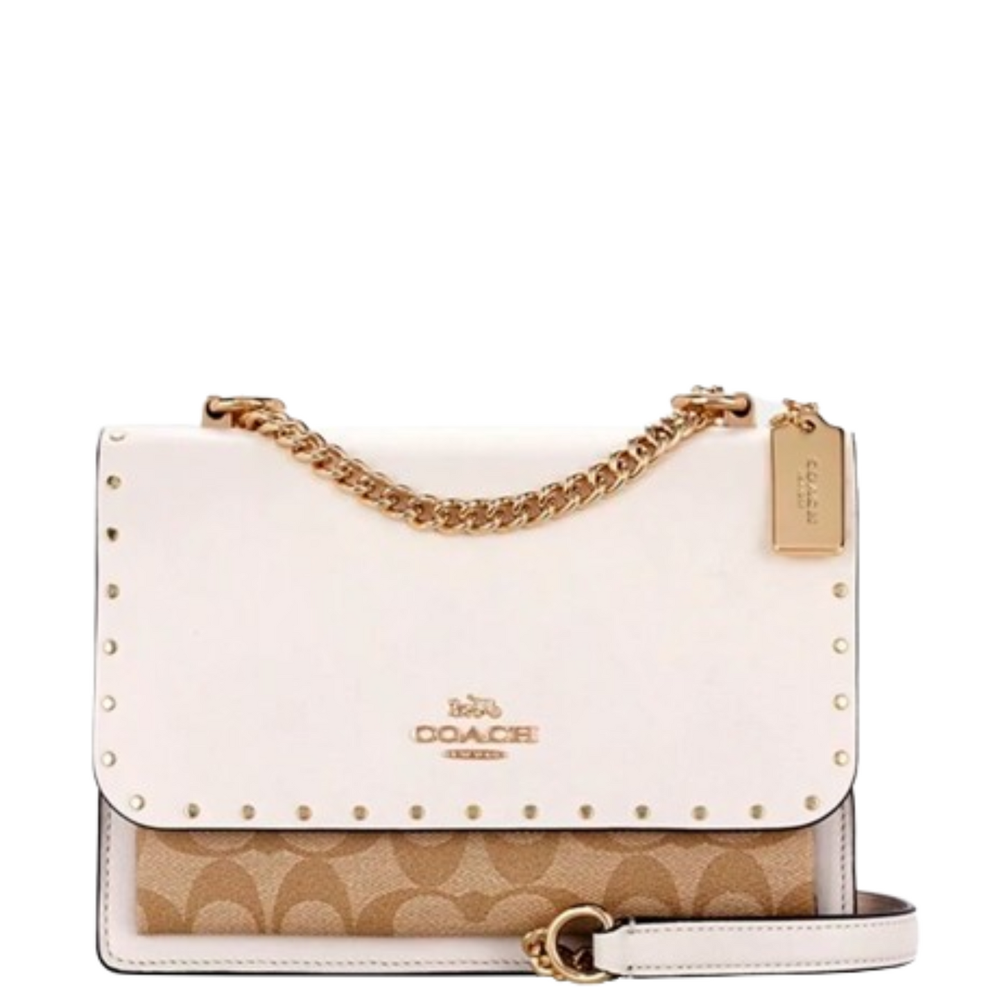 Bolsa Coach Klare Crossbody In Signature Canvas With Rivets In Multi Light Khaki