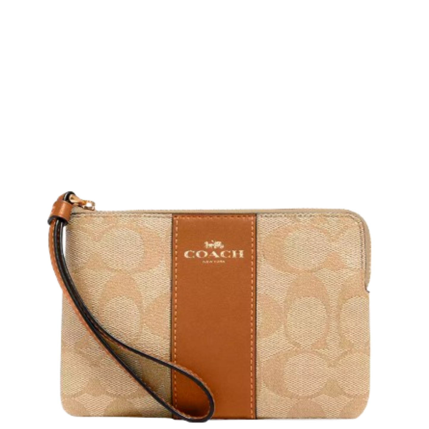 Monedero Coach Corner Zip Wristlet In Signature Canvas