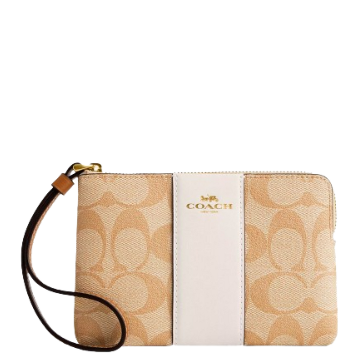 Monedero Coach Corner Zip Wristlet In Signature Canvas With Stripe