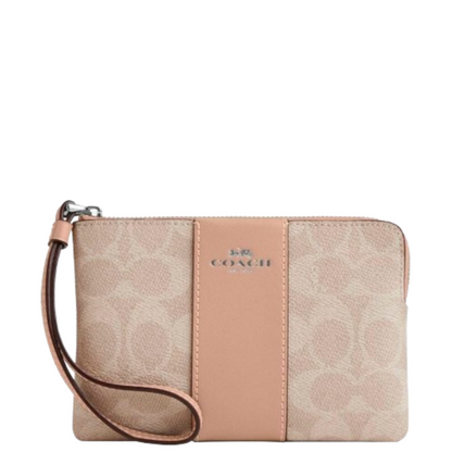 Monedero Coach Corner Zip Wristlet In Signature Canvas