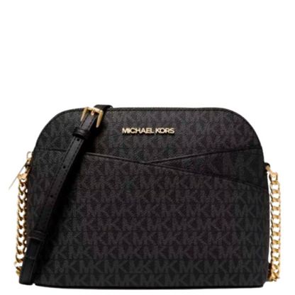 Bolsa Michael Kors Jet Set Travel Medium Logo Dome Crossbody Bag Black