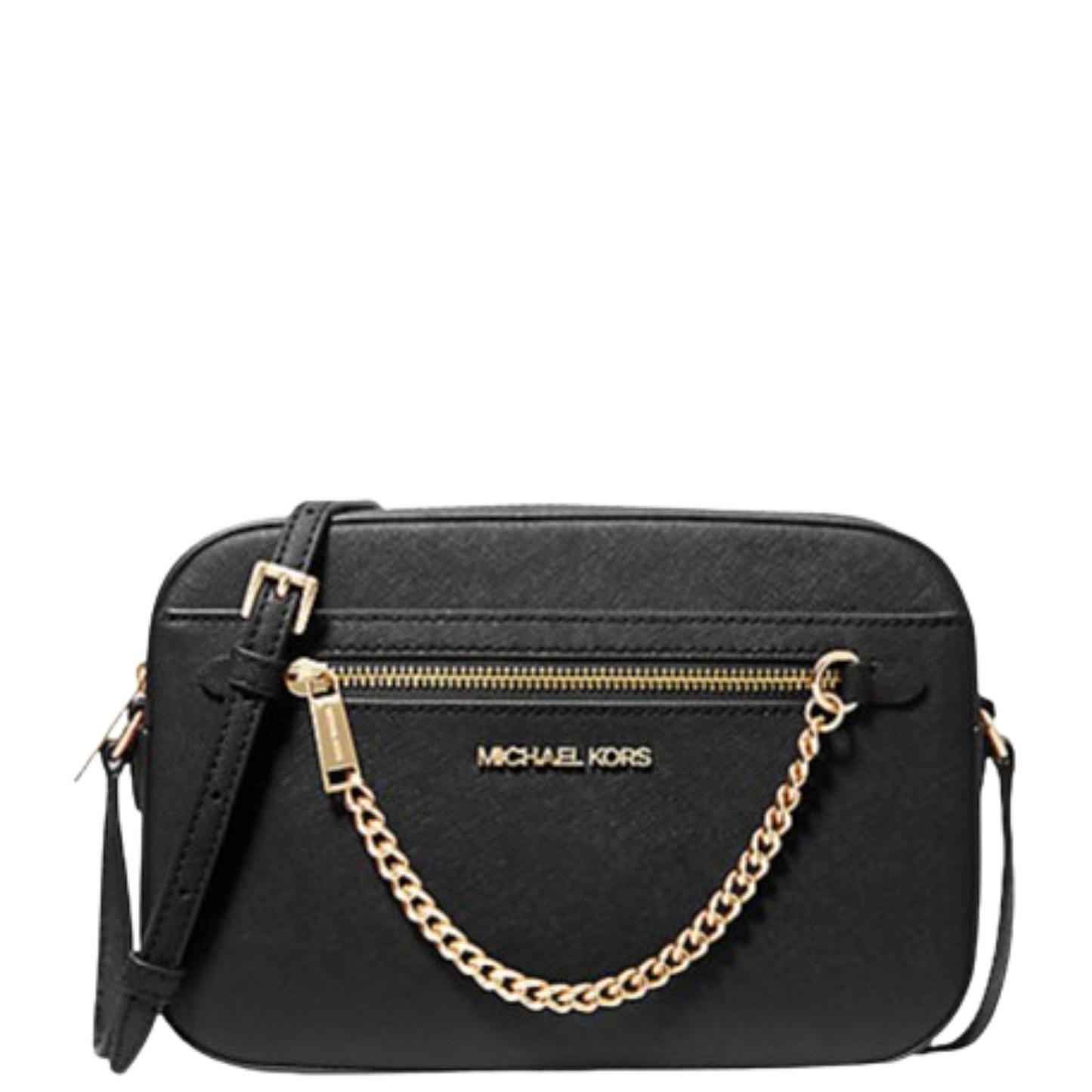 Bolsa Michael Kors Jet Set Large Saffiano Leather Crossbody Bag Black