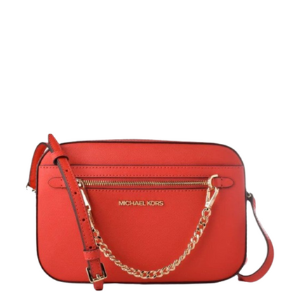 Bolsa Michael Kors Jet Set Large Saffiano Leather Crossbody Bag Bright Red