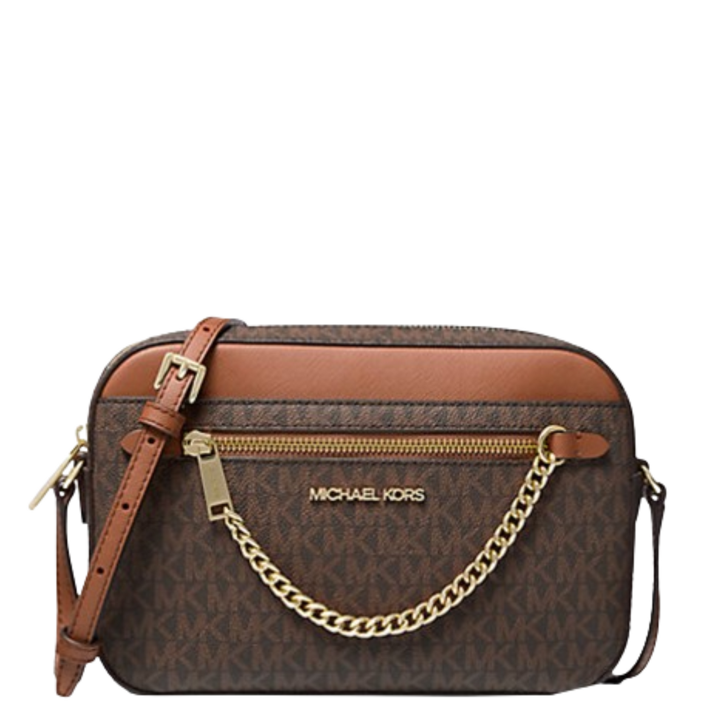 Bolsa Michael Kors Jet Set Large Logo Crossbody Bag Brown