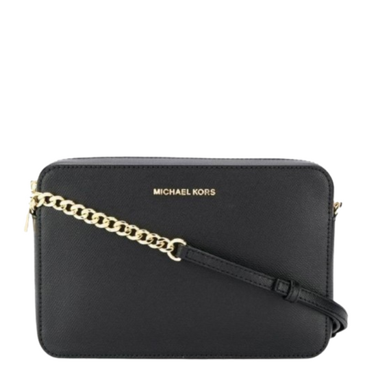 Bolsa Michael Kors Jet Set Large Saffiano Leather Crossbody Bag Black