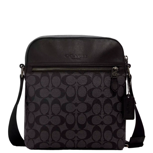 Bandolera Coach Houston Flight Bag In Signature Canvas Black