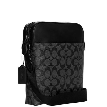 Bandolera Coach Houston Flight Bag In Signature Canvas Black