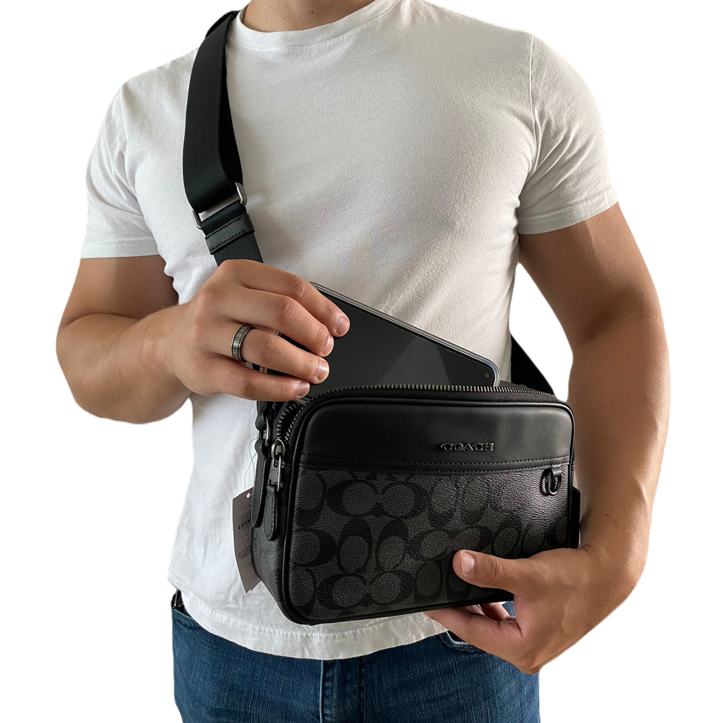 Bandolera Coach Graham In Signature Canvas Black