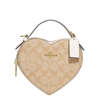 Bolsa Coach Heart In Signature Canvas Light Khaki Chalk