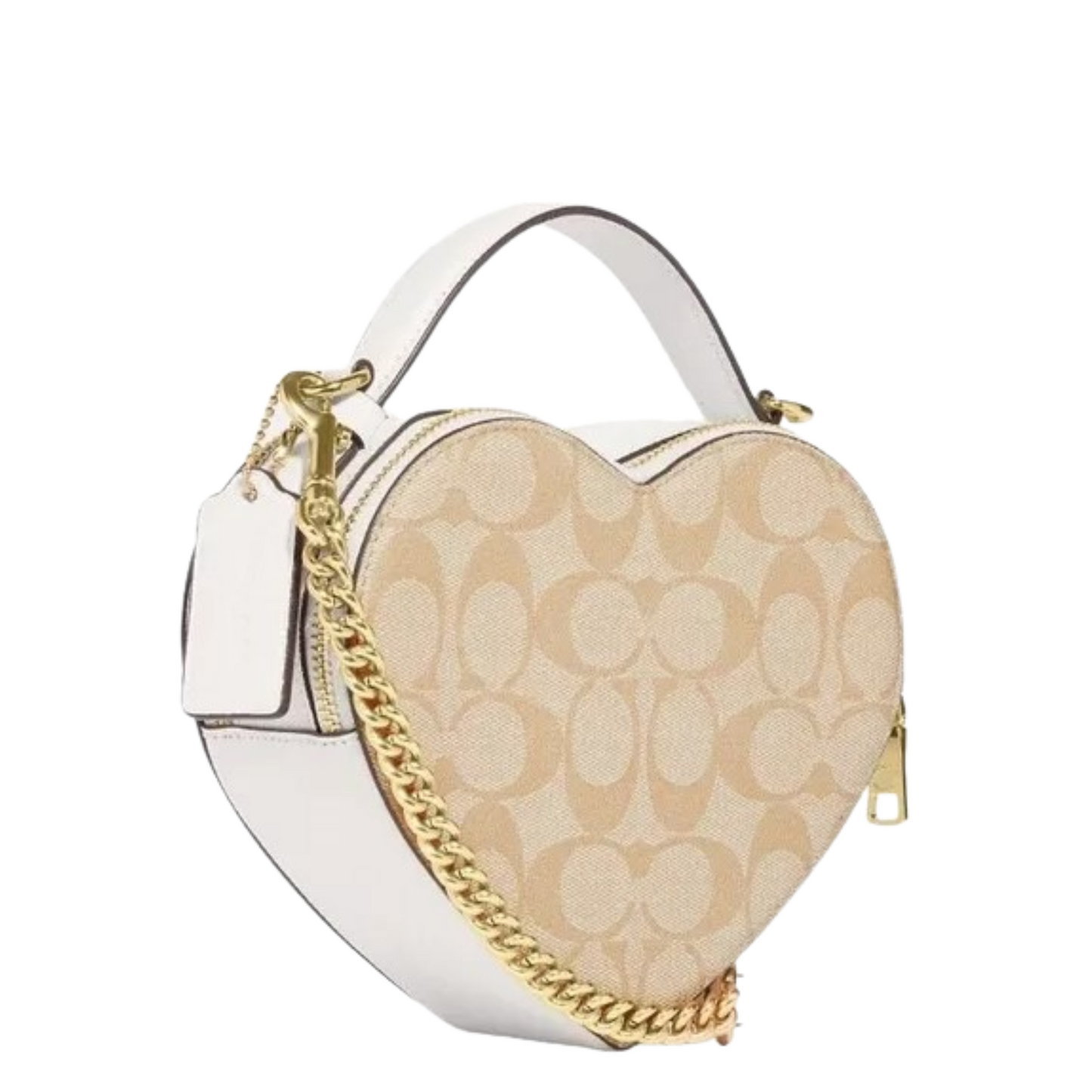 Bolsa Coach Heart In Signature Canvas Light Khaki Chalk