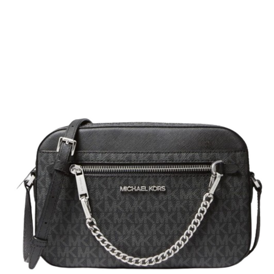 Bolsa Michael Kors Jet Set Large Logo Crossbody Bag Black