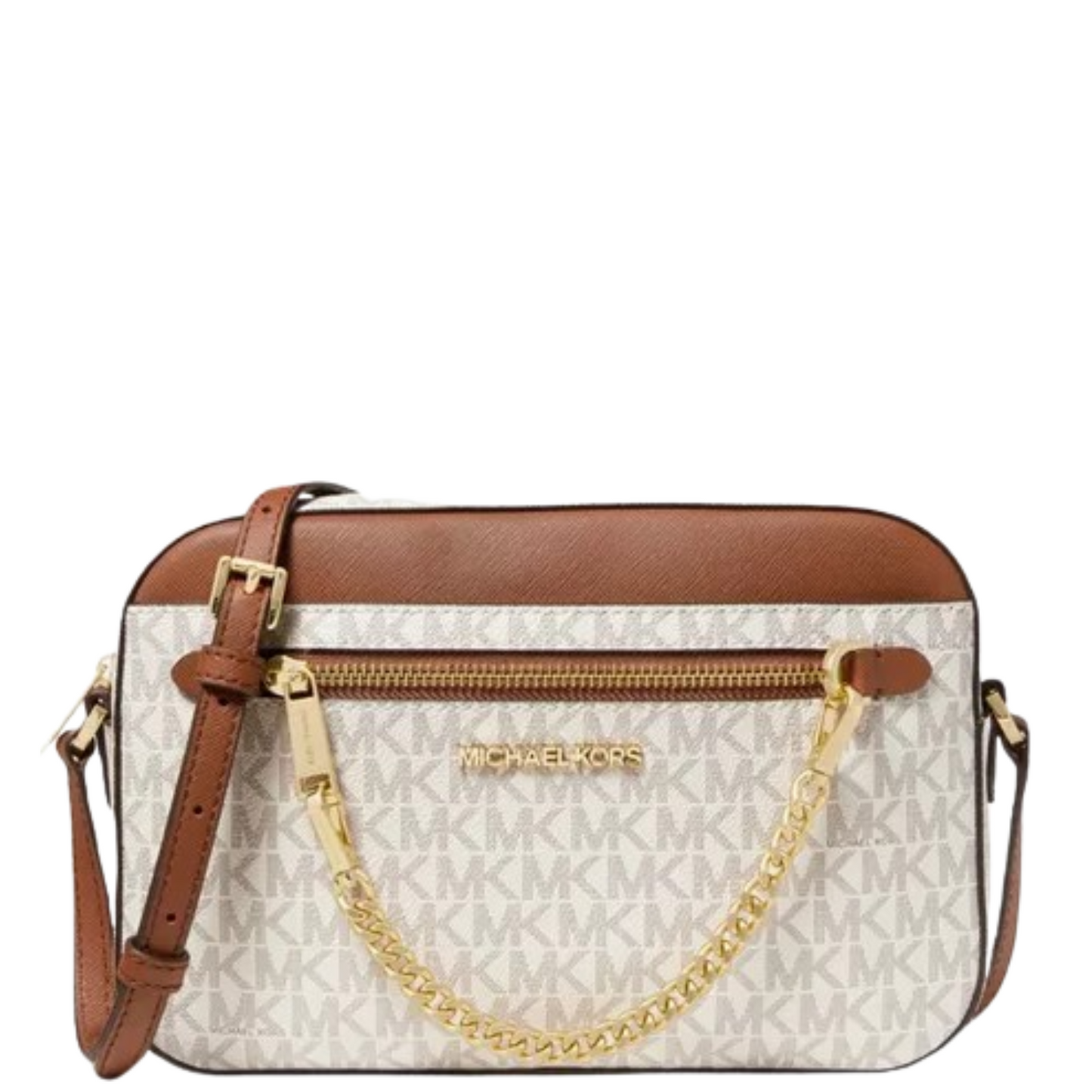 Bolsa Michael Kors Jet Set Large Logo Crossbody Bag Vanilla