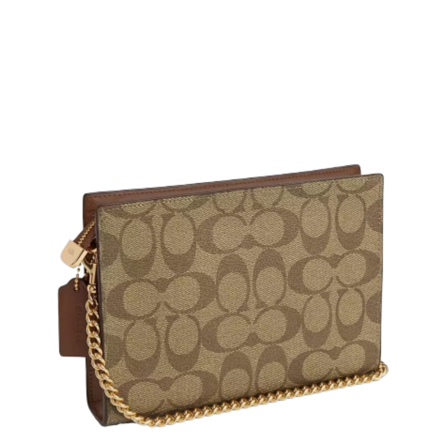 Bolsa Coach Slim Crossbody In Signature Canvas Khaki Saddle