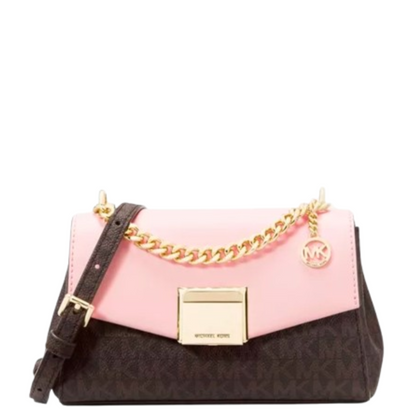 Bolsa Michael Kors Lita Small Two-Tone Logo and Leather Crossbody Bag