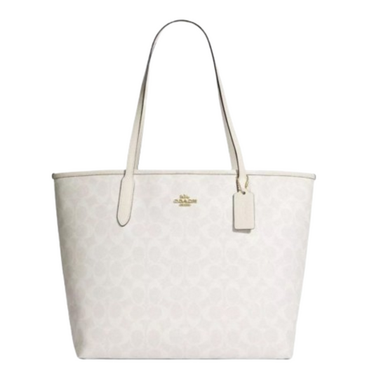 Bolsa Coach City Tote Bag In Signature Canvas In Chalk