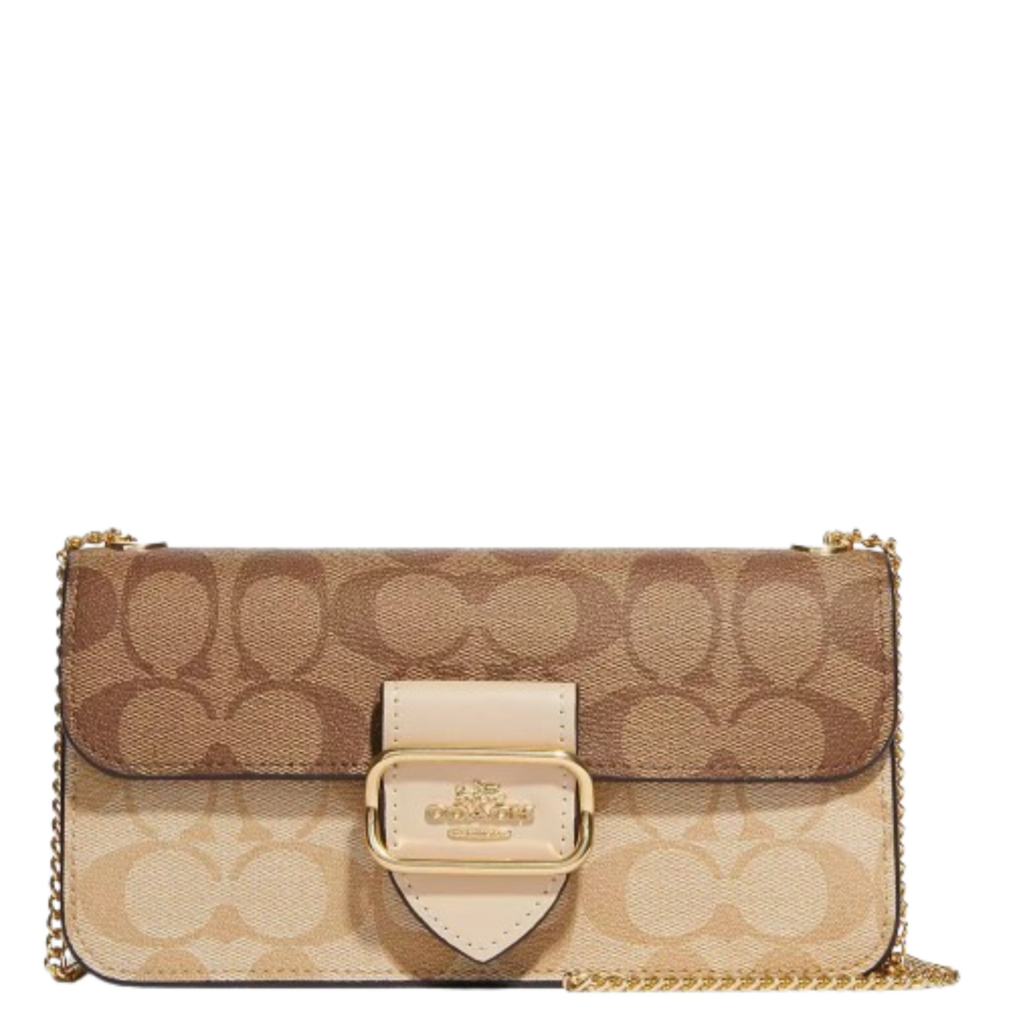 Bolsa Coach Morgan Crossbody In Blocked Signature Canvas Light Khaki