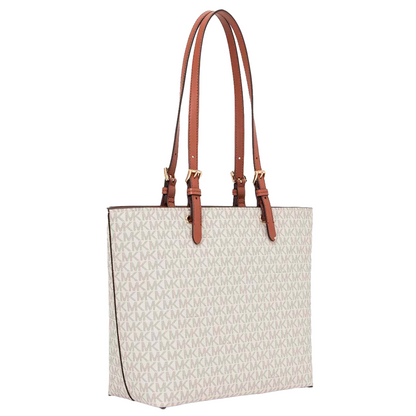 Bolsa Michael Kors Jet Set Medium Logo Pocket Tote Bag Vanilla