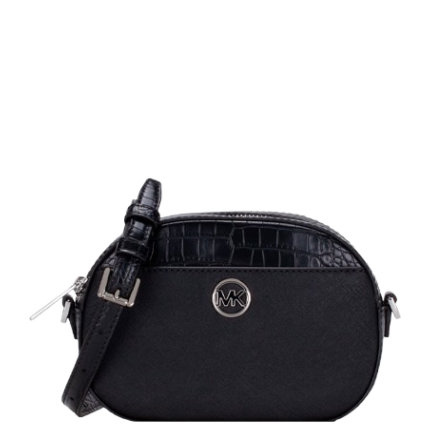 Bolsa Michael Kors Jet Set Glam Small Front Pocket Oval Xbody Leather Black