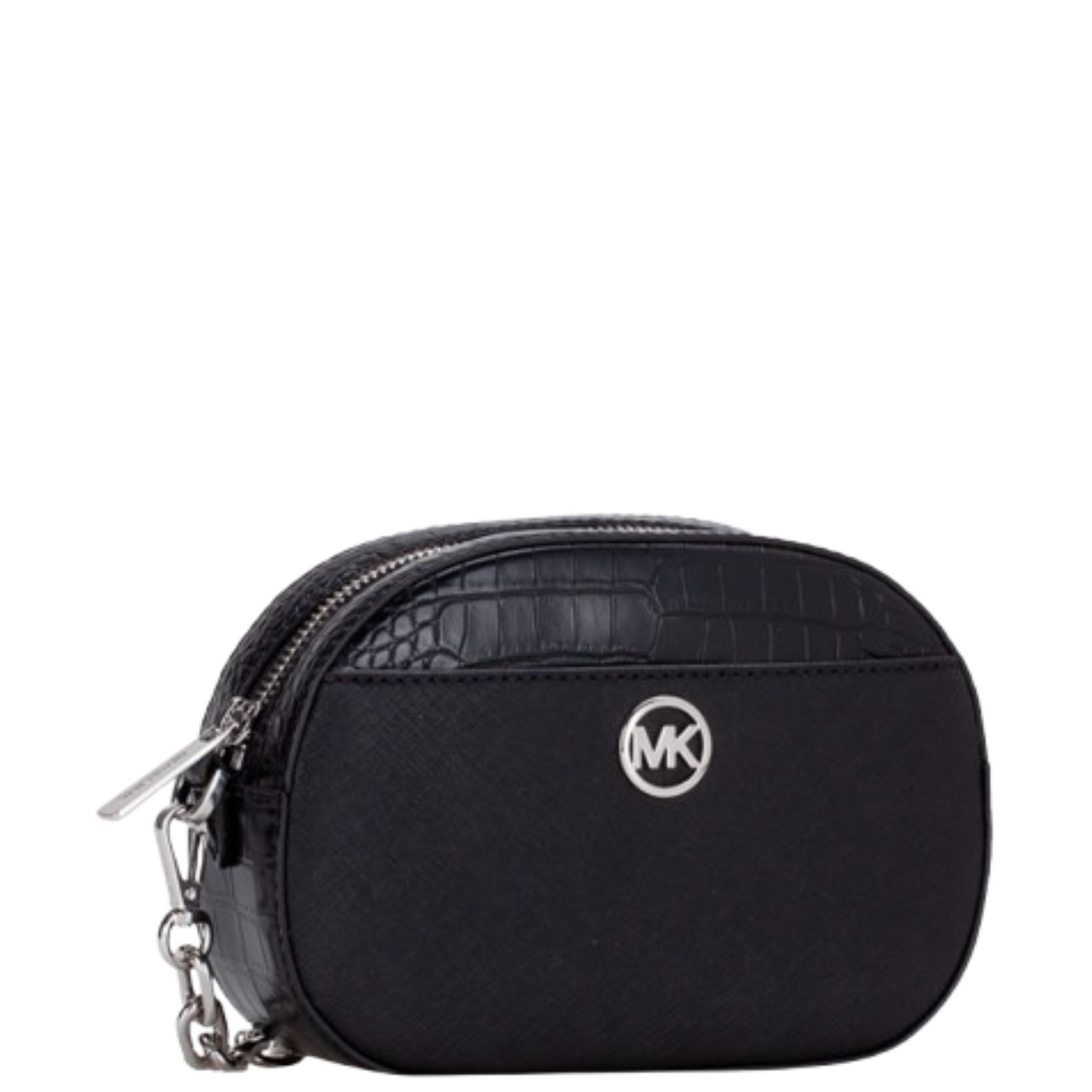 Bolsa Michael Kors Jet Set Glam Small Front Pocket Oval Xbody Leather Black