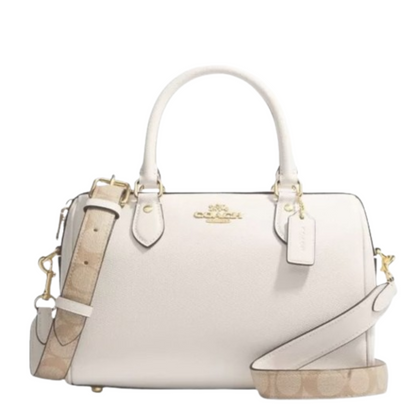 Bolsa Coach Rowan Satchel With Signature Canvas Detail Chalk