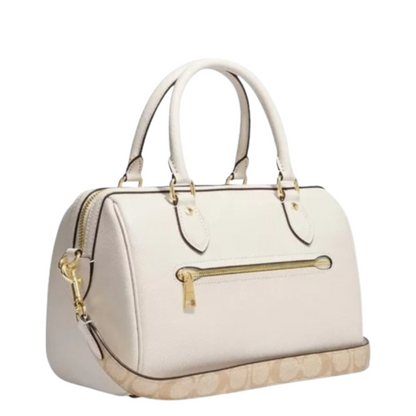 Bolsa Coach Rowan Satchel With Signature Canvas Detail Chalk