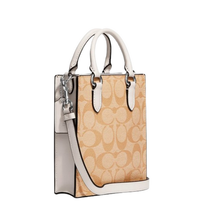 Bolsa Coach North South Mini Tote In Signature Canvas Light Khaki Chalk