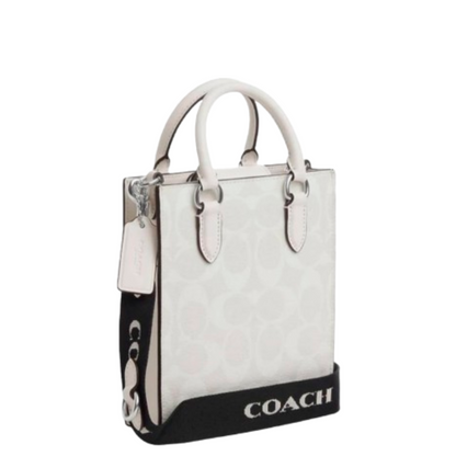 Bolsa Coach North South Mini Tote In Signature Canvas Chalk