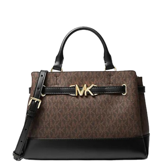 Bolsa Michael Kors Reed Small Belted Logo Satchel Brown Black